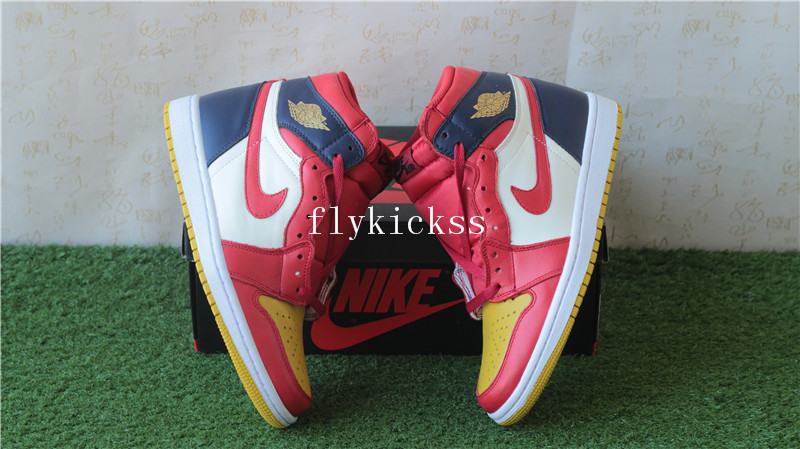 Air Jordan 1 High OG Tri Color Navy Blue Red Yellow